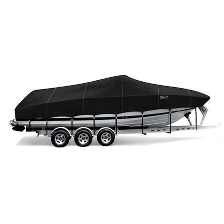 Eevelle Boat Cover CUDDY CABIN, Outboard Fits 34ft 6in L up to 120in W Black WSVCDY34120B-BLK